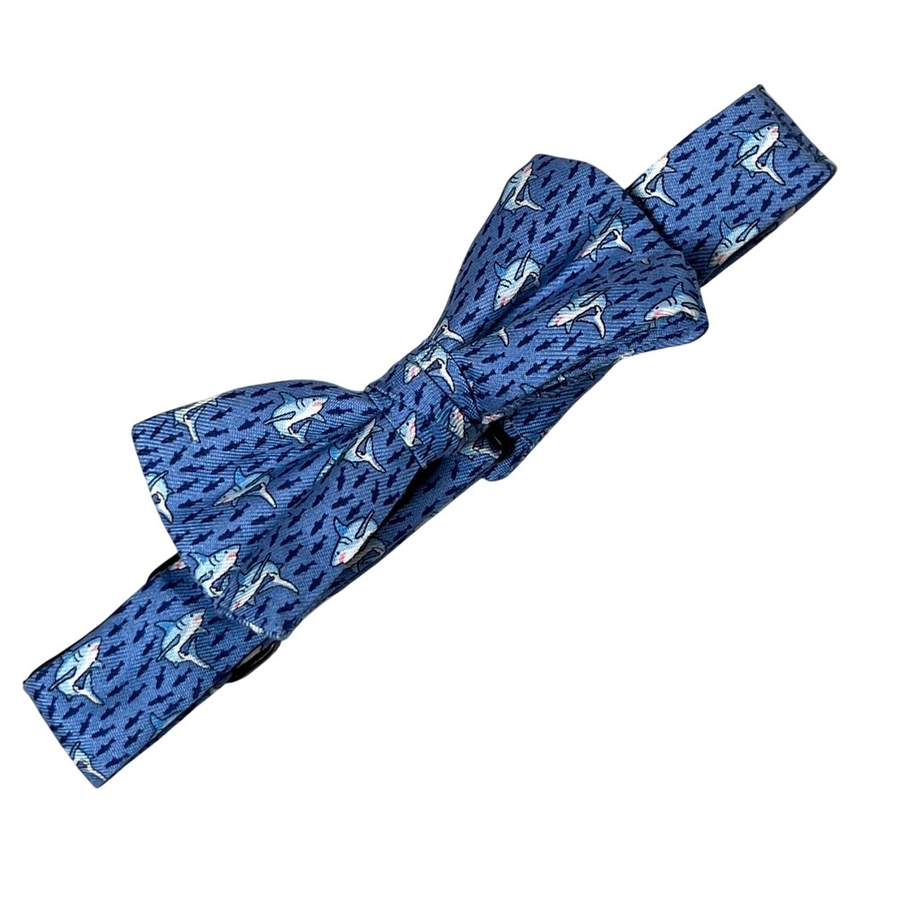 Vineyard Vines Bow Tie Mens OS Blue Shark Print Adjustable Silk Preppy Nautical